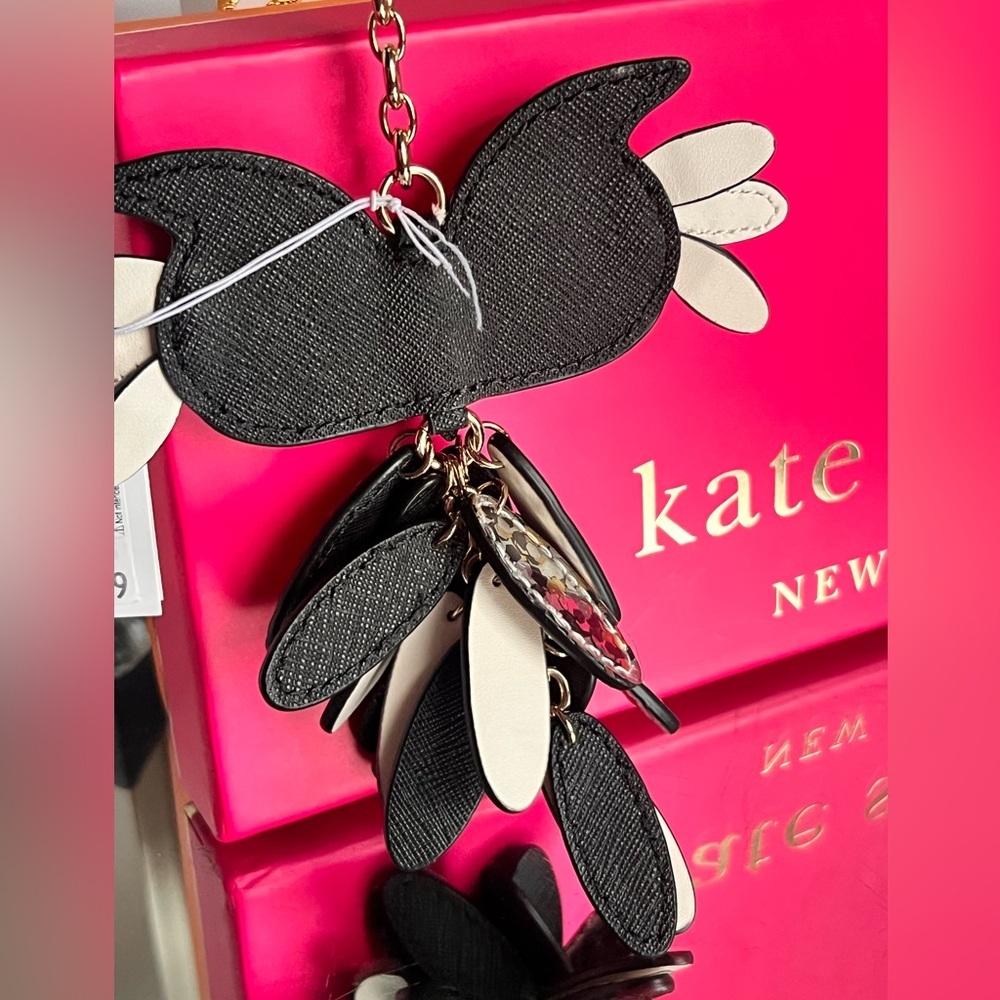 Kate Spade New York NWT Leather Owl Key Fob Key Chain - Picture 9 of 11